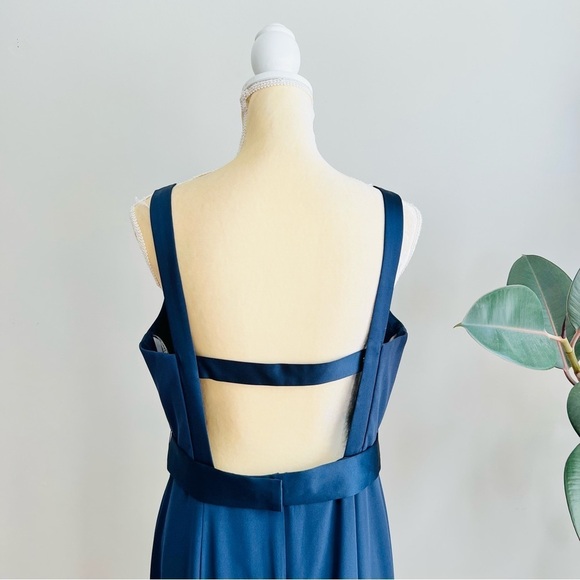White by Vera Wang Bridesmaid Dress Midnight Blue Vw360195 Full Length formal - Picture 9 of 15